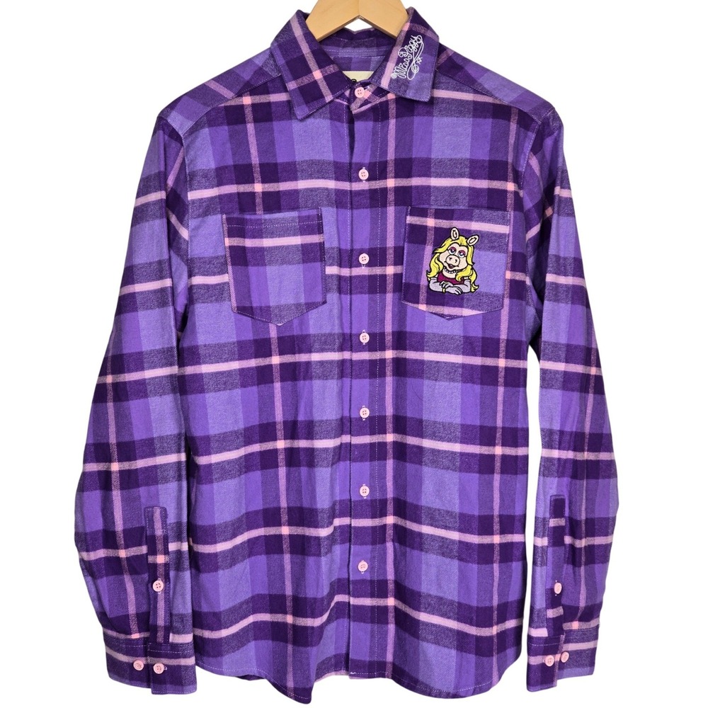 Cakeworthy The Muppets Miss Piggy‎ Purple Plaid Flannel Shirt It's All About Moi